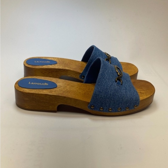 Larroude Zuzi Denim Studded Horebit Women's Slide Sandals - Picture 7 of 8